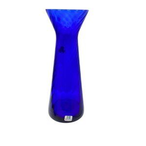 Vintage Bergdala glassworks cobalt blue flower vase Sweden 8" Scandinavian